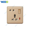K2-P Series 5 Pin Switched with LED Light Ring 250V Light Electric Wall Switch Socket 86*86cm PC Material with Chrome Frame Home Switches Twist Pattern
