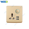 S1 Series 13A MF Switched Socket with LED Light Ring+2USB 250V Light Electric Wall Switch Socket 86*146cm PC Material with Chrome Frame Home Switches