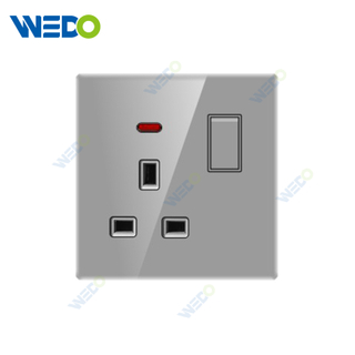 ULTRA THIN 13A Switch and Socket w/without neon +2USB Glass and Acrylic 16A 220V Different Color Different Style Fashion Design Wall Switch 