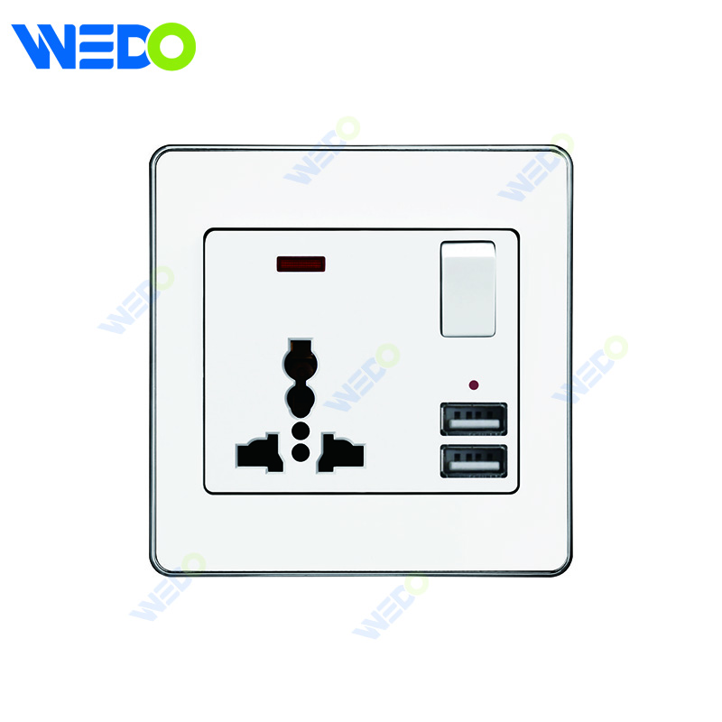C73 MF SWITCHED SOCKET+2USB Wall Switch Switch Wall Switch Socket Factory Simple Atmosphere Made In China 4 Gang 4 Wire 