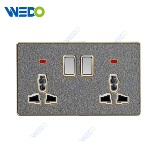 ULTRA THIN Double 13A MF Switch Socket w/without neon Acrylic / Leather Different Color Different Style Fashion Design Wall Switch 