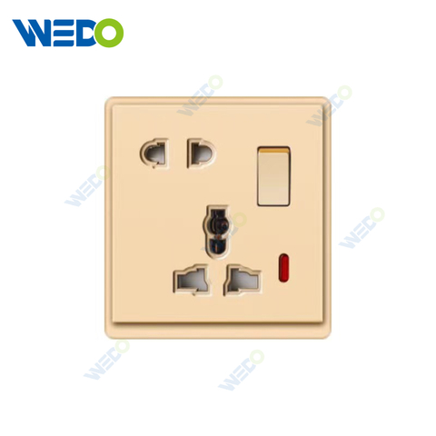 New Design PC 5Pin MF Switched Socket Wall Switch Socket 86*86 mm For Home