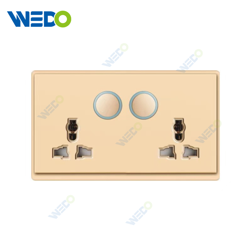 New Design PC Double 13A MF switch socket/+2USB Reset Wall Switch Socket 86*86 mm For Home