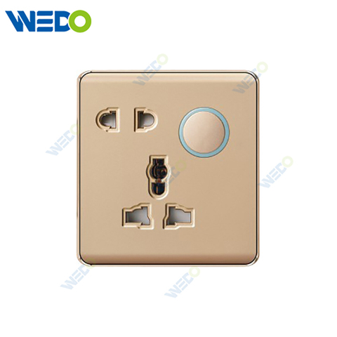 K2-P Series 5 Pin Switched with LED Light Ring 250V Light Electric Wall Switch Socket 86*86cm PC Material with Chrome Frame Home Switches Twist Pattern