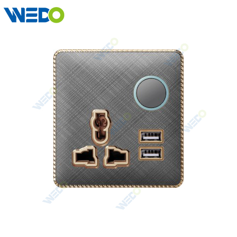 T3 Home Switches 13A MF Switched Socket with LED Light Ring+2USB 250V Light Electric Wall Switch Socket 86*86cm Acrylic Pattern with Lace