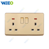 S1 Series Double 13A Switched Socket with LED Light Ring 250V Light Electric Wall Switch Socket 86*146cm PC Material with Chrome Frame Home Switches