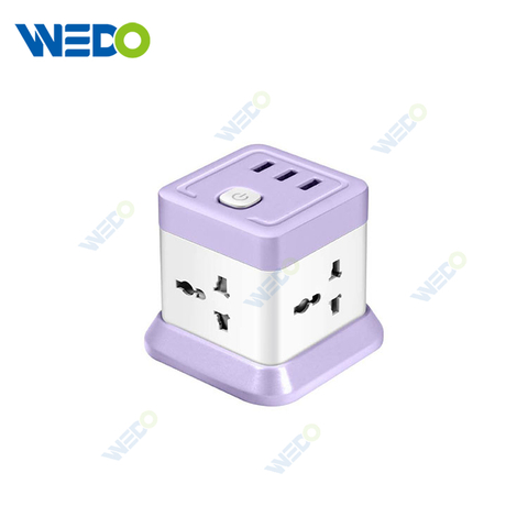 Power Supply 4 Meters Cube Cables Multi Socket Smart Extension Cord