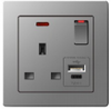 B20 Series 1 USB+1 Type C With Neon Switch Socket With PC Materical Different Color Home Socket Wall Switch Socket 