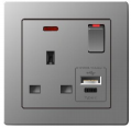 B20 Series 1 USB+1 Type C With Neon Switch Socket With PC Materical Different Color Home Socket Wall Switch Socket 