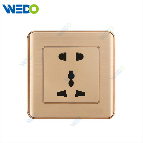 C32 Aluminium Gold 15A 5 Pin Multi Function Socket 