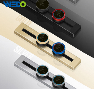 Track Socket in Plug with LED surrounding light & Socket Aluminum Wall Track Socket Embedded Orbital EU Movable Modular Power Rail Plug System Desktop Electrical Outlet Panel with USB Square socket