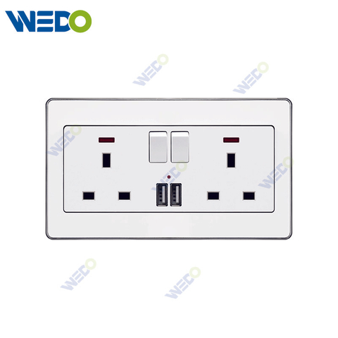 C73 DOUBLE 13A SWITCHED SOCKET+2USB Wall Switch Switch Wall Switch Socket Factory Simple Atmosphere Made In China 4 Gang 4 Wire 