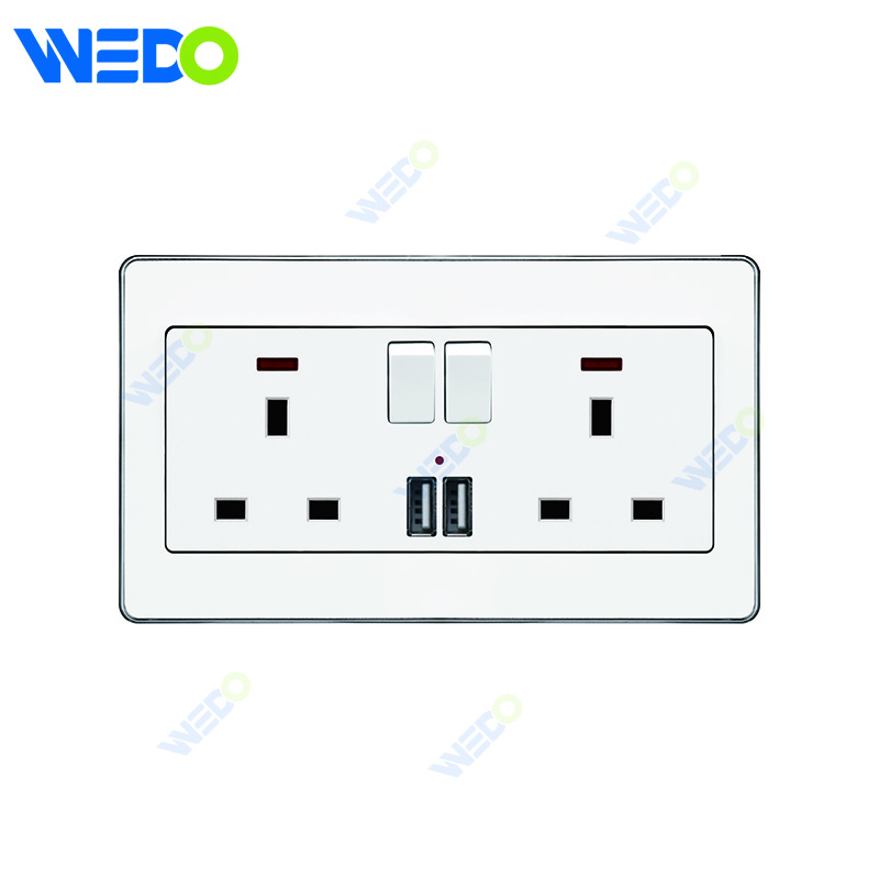 C73 DOUBLE 13A SWITCHED SOCKET+2USB Wall Switch Switch Wall Switch Socket Factory Simple Atmosphere Made In China 4 Gang 4 Wire 