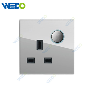 D90 Series 13A Switched Socket with LED Light Ring 250V Light Electric Wall Switch Socket Glass Plate+PC Bottom Material Modern Sockets