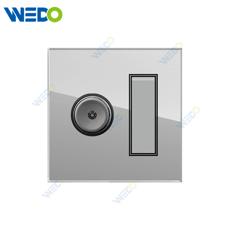 S6 Series Dimmer with 1 Gang Switch 500W/1000W 250V Light Electric Wall Switch Socket Tempered Glass Material Modern Sockets