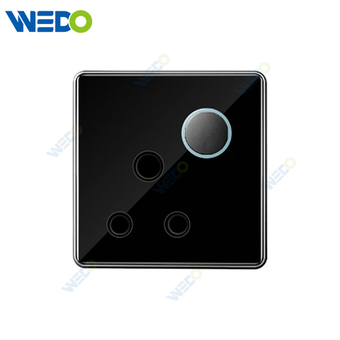 S7 Series 15A Switched Socket with LED Light Ring 250V Light Electric Wall Switch Socket Tempered Glass Material with Chrome Frame Modern Sockets