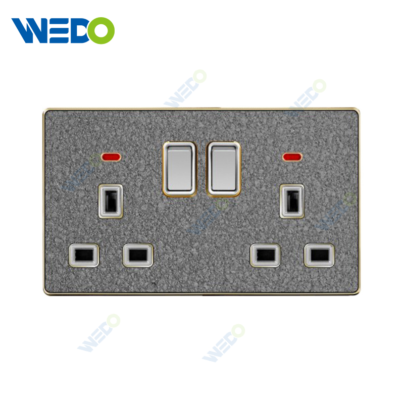 ULTRA THIN 13A Switch Socket +2USB w/without neon Acrylic / Leather Different Color Different Style Fashion Design Wall Switch 