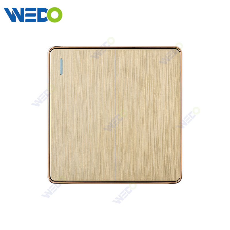 C72 China 2gang Electric Push Button Light Wall Switch Many Colors White Silver Gold with Chrome