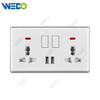S2-W Home Switches Double 13A MF Switched Socket with Light Ring+2USB 250V Light Electric Wall Switch Socket PC Material with Chrome Frame
