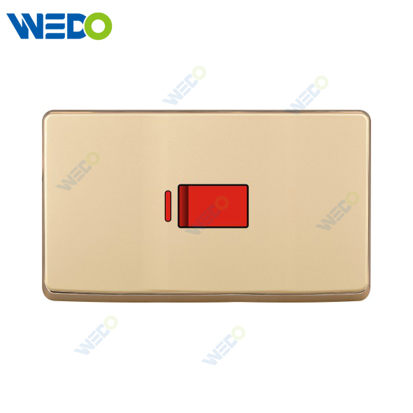 S1 Series 45A Switch with LED Light Ring 250V Light Electric Wall Switch Socket 86*146cm PC Material with Chrome Frame Home Switches