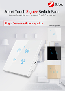 Zigbee 3 Gang Uniersal Single Live And Neutral Wire of Switch No Need To Connect Capacitors Smart Touch Switch