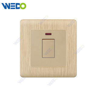 C20 86mm*86mm Home Switch White/silver/gold 20A Small Button Light Electric Wall Switch PC Cover with IEC Certificate
