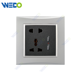 M3 Wenzhou Factory New Design Electrical Light Wall Switch And Socket IEC60669 5PIN MF SOCKET+2USB