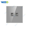 ULTRA THIN A1Series Double Tel/ Computer Socket TV +Tel/Computer Socket Glass and Acrylic 16A 220V Different Color Different Style Fashion Design Wall Switch 