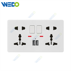 C85 Wall Switch Push On Off UK Standard Electric Switch Socket UK Standard White 2*5pin MF Switched Socket with Neon+2USB 