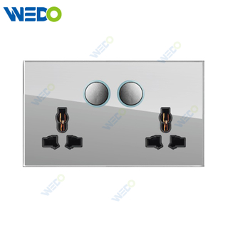 D90 Series Double 13A MF Switched Socket with LED Light Ring 250V Light Electric Wall Switch Socket Glass Plate+PC Bottom Material Modern Sockets