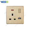 C72 China 13A SWITCHED SOCKET WITH NEON+2USB Electric Push Button Light Wall Switch Many Colors White Silver Gold with Chrome