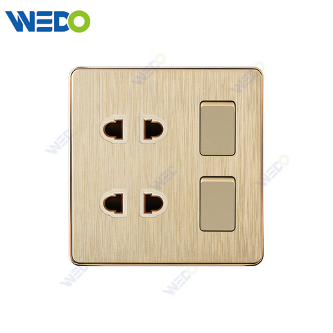 C72 China 2G SWITCH 4PIN SOCKET Electric Push Button Light Wall Switch Many Colors White Silver Gold with Chrome