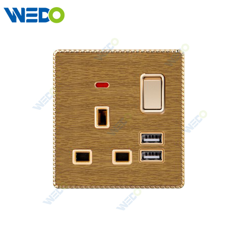 K8 Series Acrylic 13A Switched Socket with LED Light Ring+2SUB 250V Light Electric Wall Switch Socket Home Switches Twist Pattern