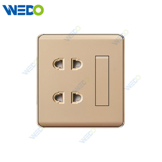 K2-P Series 1 Gang Switch 2gang 2 Pin Socket 250V Light Electric Wall Switch Socket 86*86cm PC Material with Chrome Frame Home Switches Twist Pattern