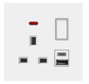 Ultra Slim Switch Socket MF 3 Pin&13A &Socket With USB+TYPE C Innovative Design Generous Appearance W8 Series Switch Socket 