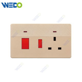 D1 Light Switch Simple Electric, Wall Switch Light Cooker Unit Socket With Neon Wall Switch PC Material Cover with IEC Report SASO