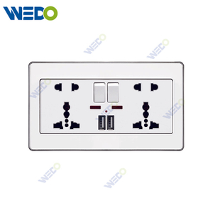 C73 DOUBLE 15A MF SWITCHED SOCKET +2USB Wall Switch Switch Wall Switch Socket Factory Simple Atmosphere Made In China 4 Gang 4 Wire 