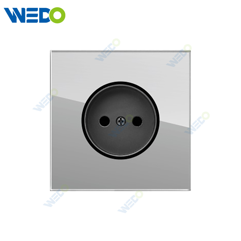 D90 Series French Socket 16A 250V Light Electric Wall Switch Socket Glass Plate+PC Bottom Material Modern Sockets