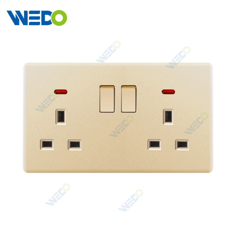 ULTRA THIN A2 Series Double 13A Switch Socket w/without neon 250V Different Color Different Style Fashion Design Wall Switch 