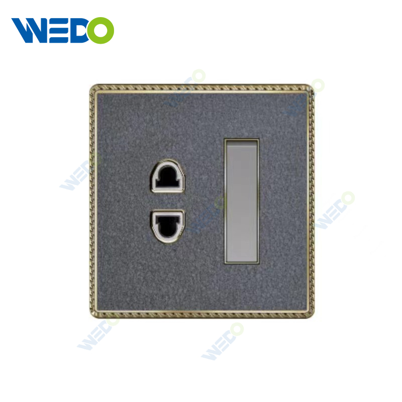 Acrylic Leather British 1Gang Switch 2 Pin Socket Wall Switch, Electric Socket Switch