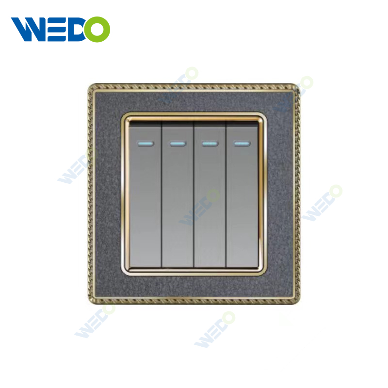 Acrylic Leather British 4G Wall Switch, Electric Socket Switch