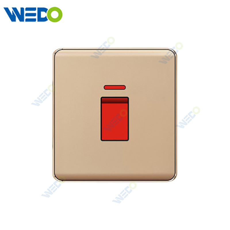 K2-P Series 45A Switch with LED Light Ring 250V Light Electric Wall Switch Socket 86*86cm PC Material with Chrome Frame Home Switches Twist Pattern